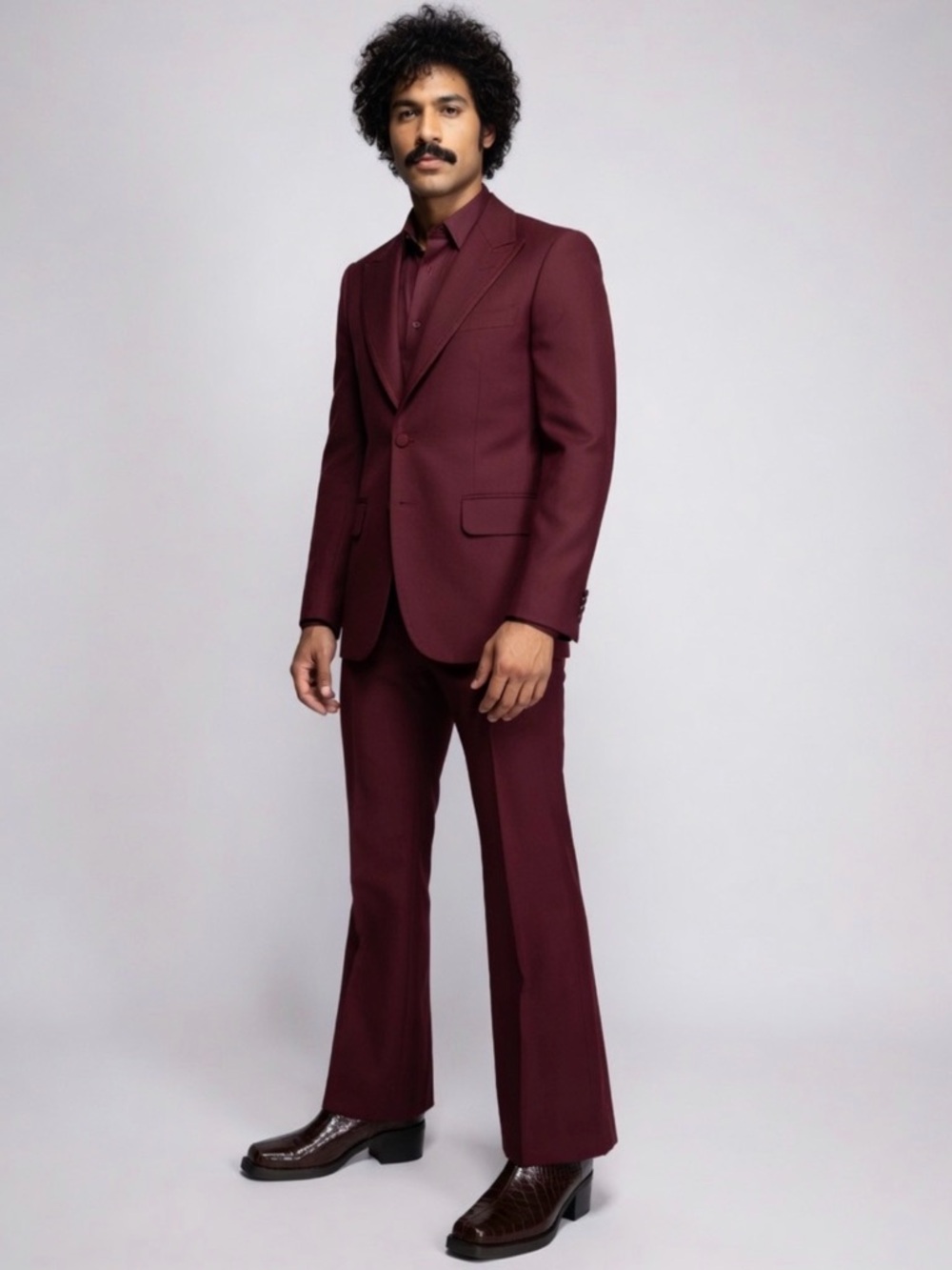 Men’s size 12 brown crocodile platform square toe boots